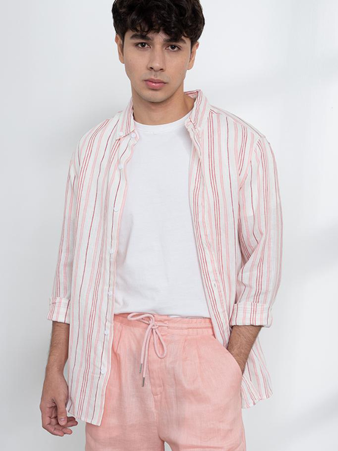 

ORIGIN BY ZALORA Men White Striped Casual Shirt