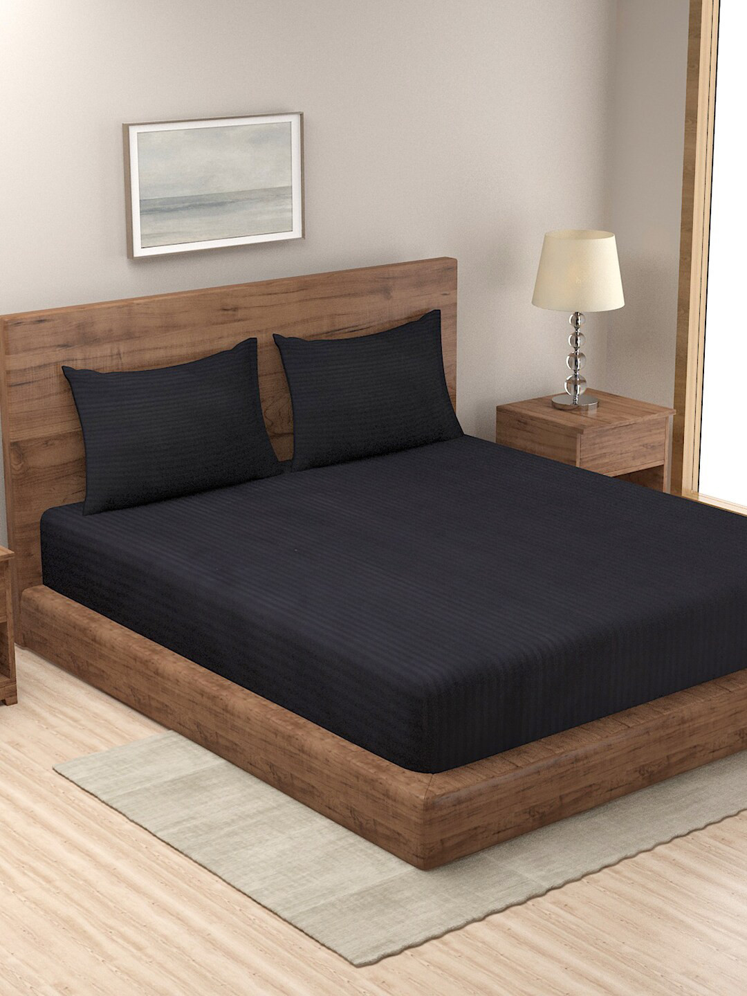 

TAG 7 Black 210 TC King Bedsheet with 2 Pillow Covers