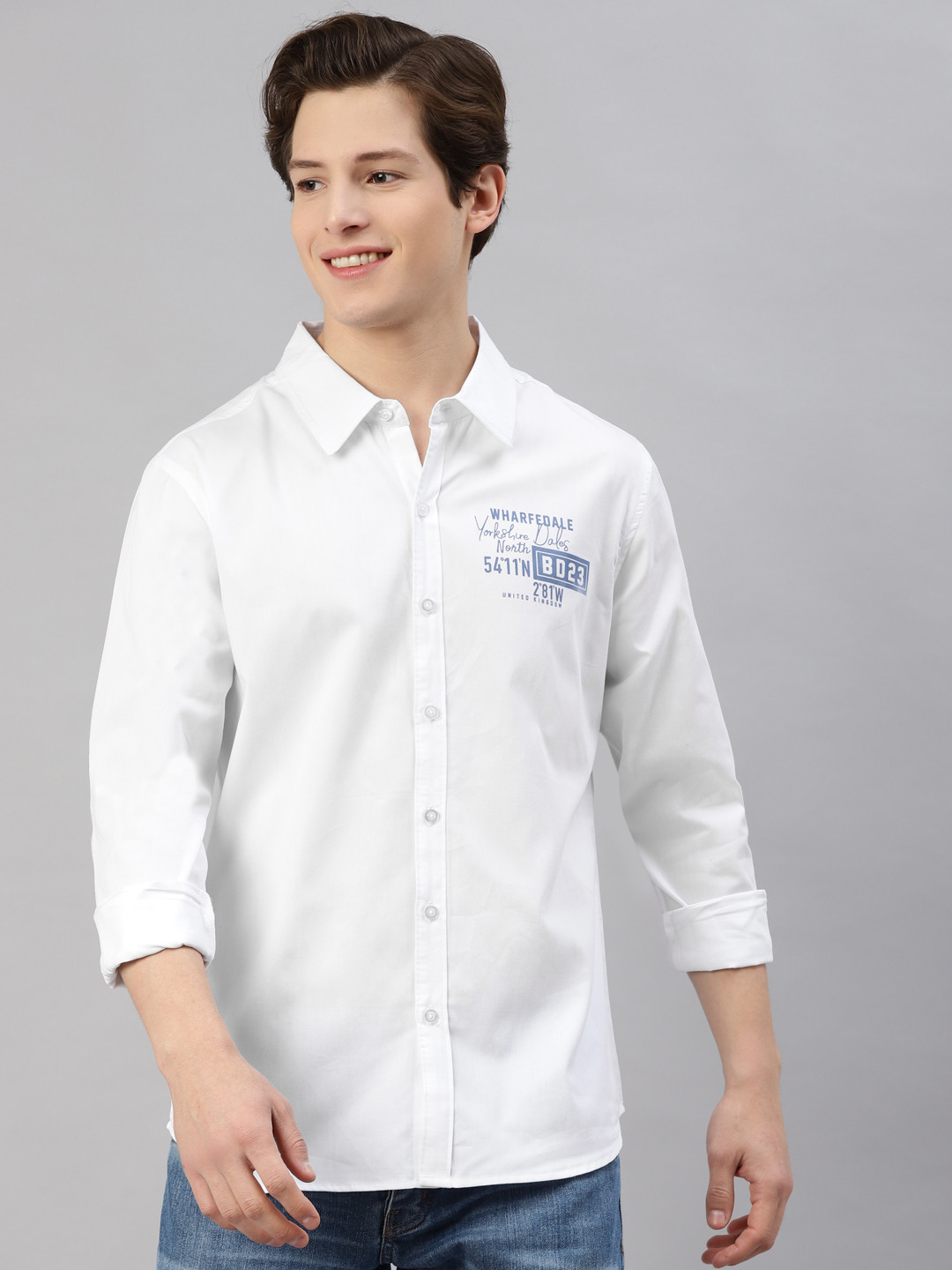 

Hubberholme Men White Casual Shirt