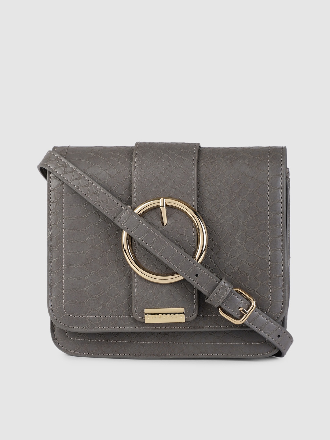 

Van Heusen Dark Grey Animal Textured PU Regular Structured Sling Bag with Buckle Detail