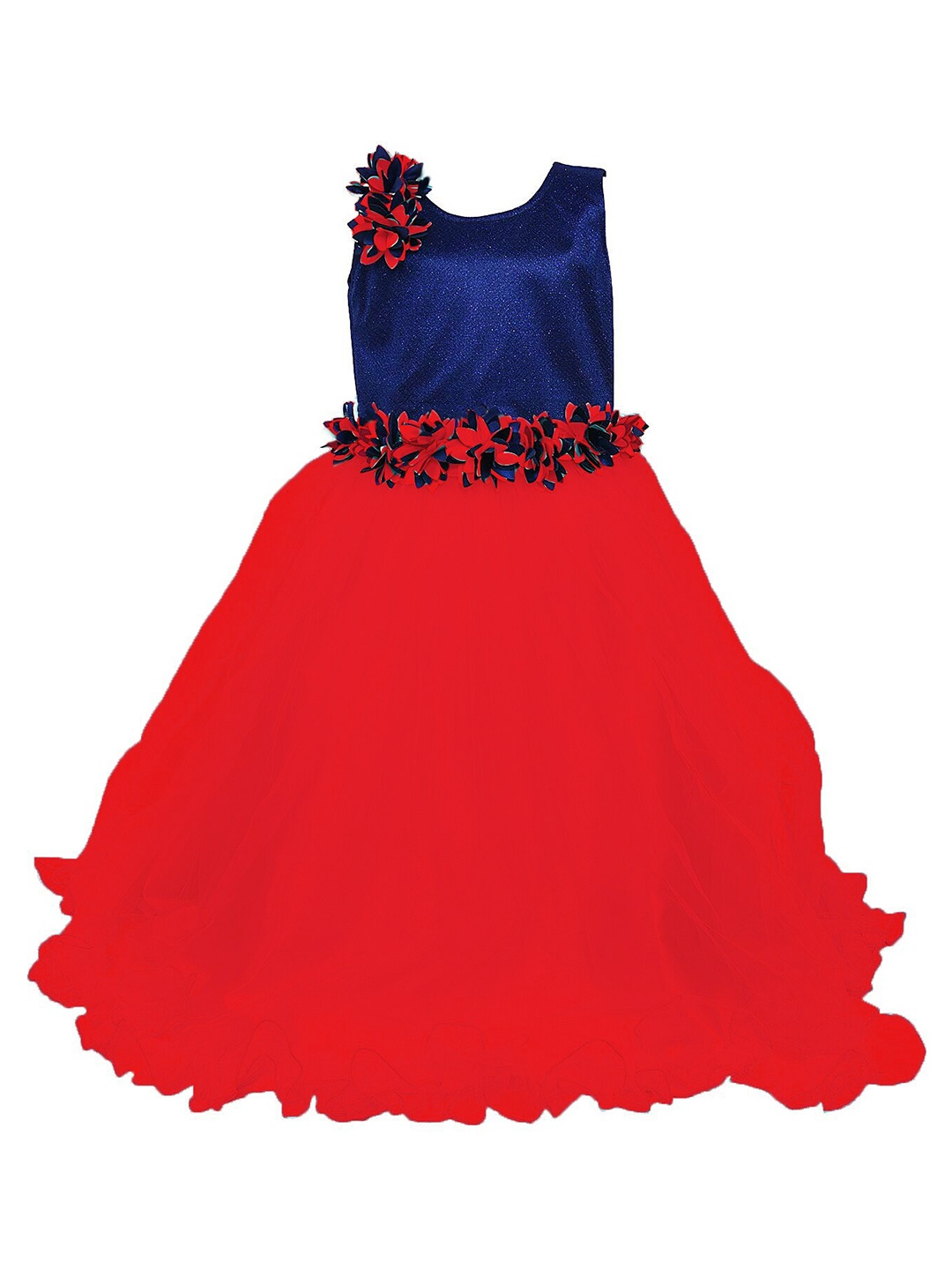 

Kidling Girls Red & Blue Net Maxi Dress