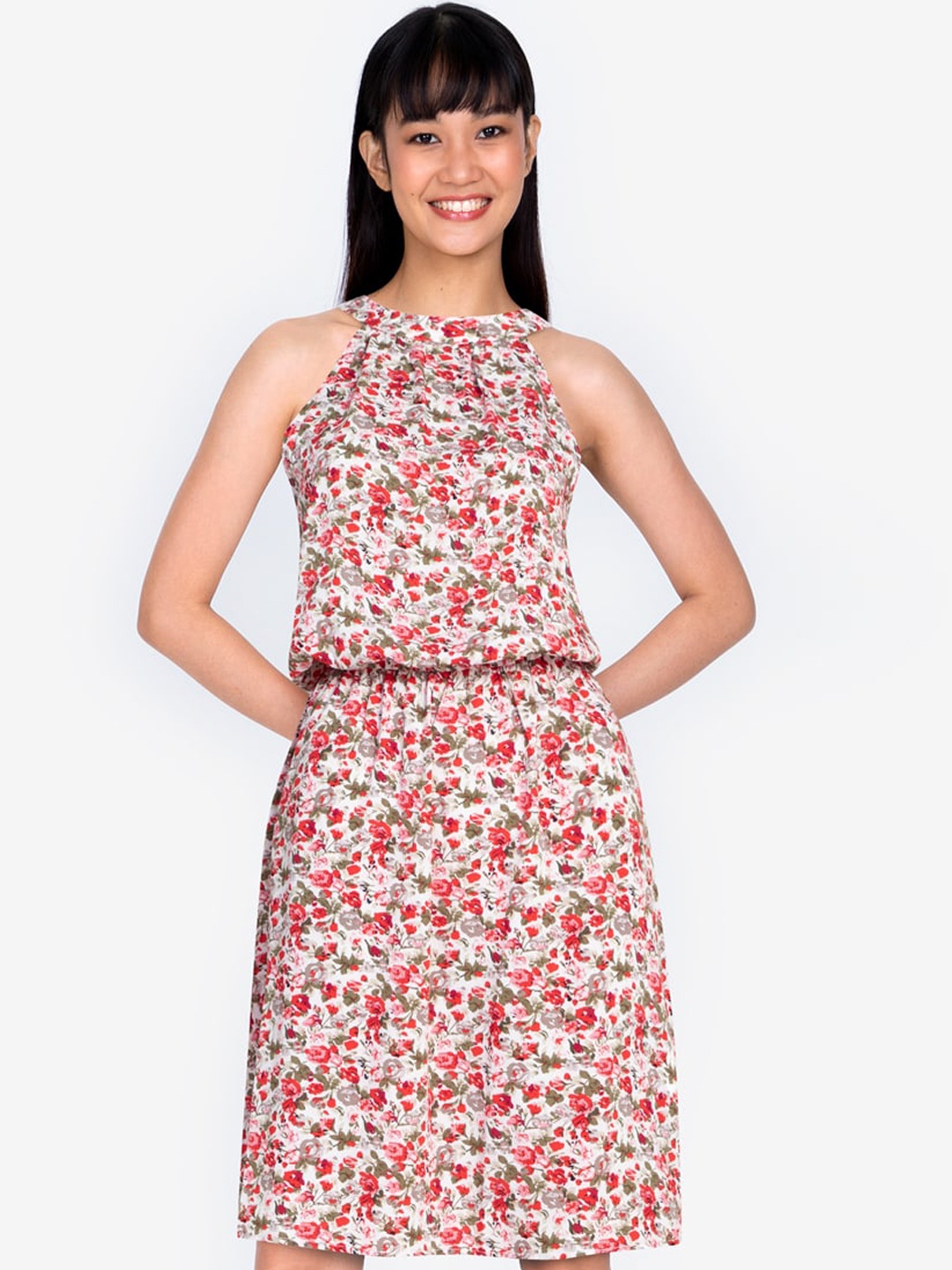 

ZALORA BASICS Multicoloured Floral A-Line Midi Dress, Multi