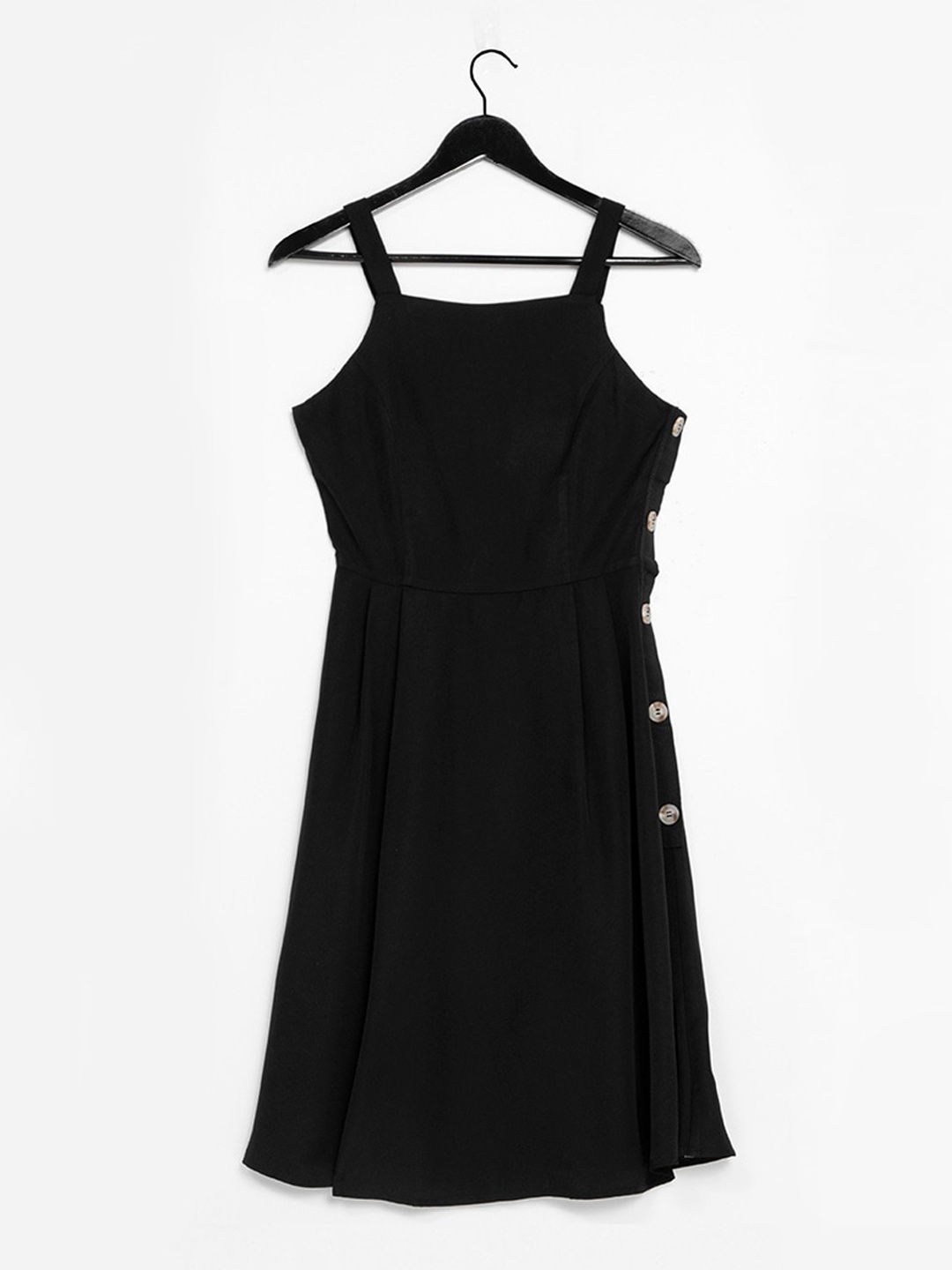 

ZALORA BASICS Black Button Detail A-Line Dress