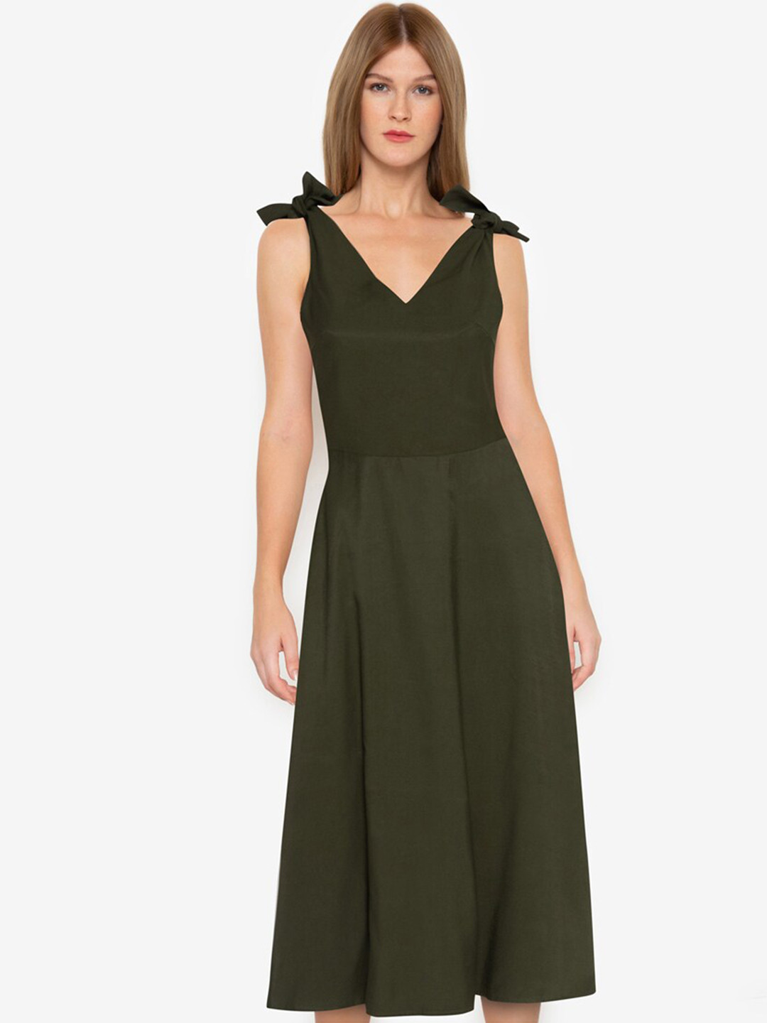 

ZALORA BASICS Green A-Line Midi Dress