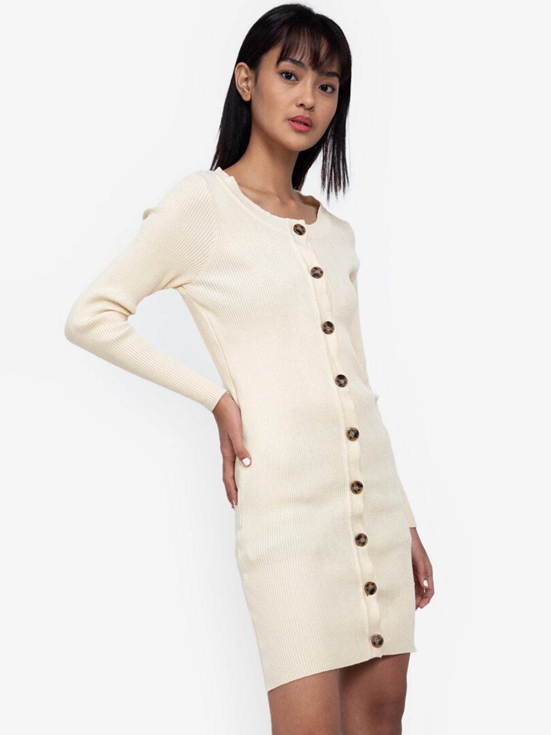 

ZALORA BASICS Beige Bodycon Mini Dress