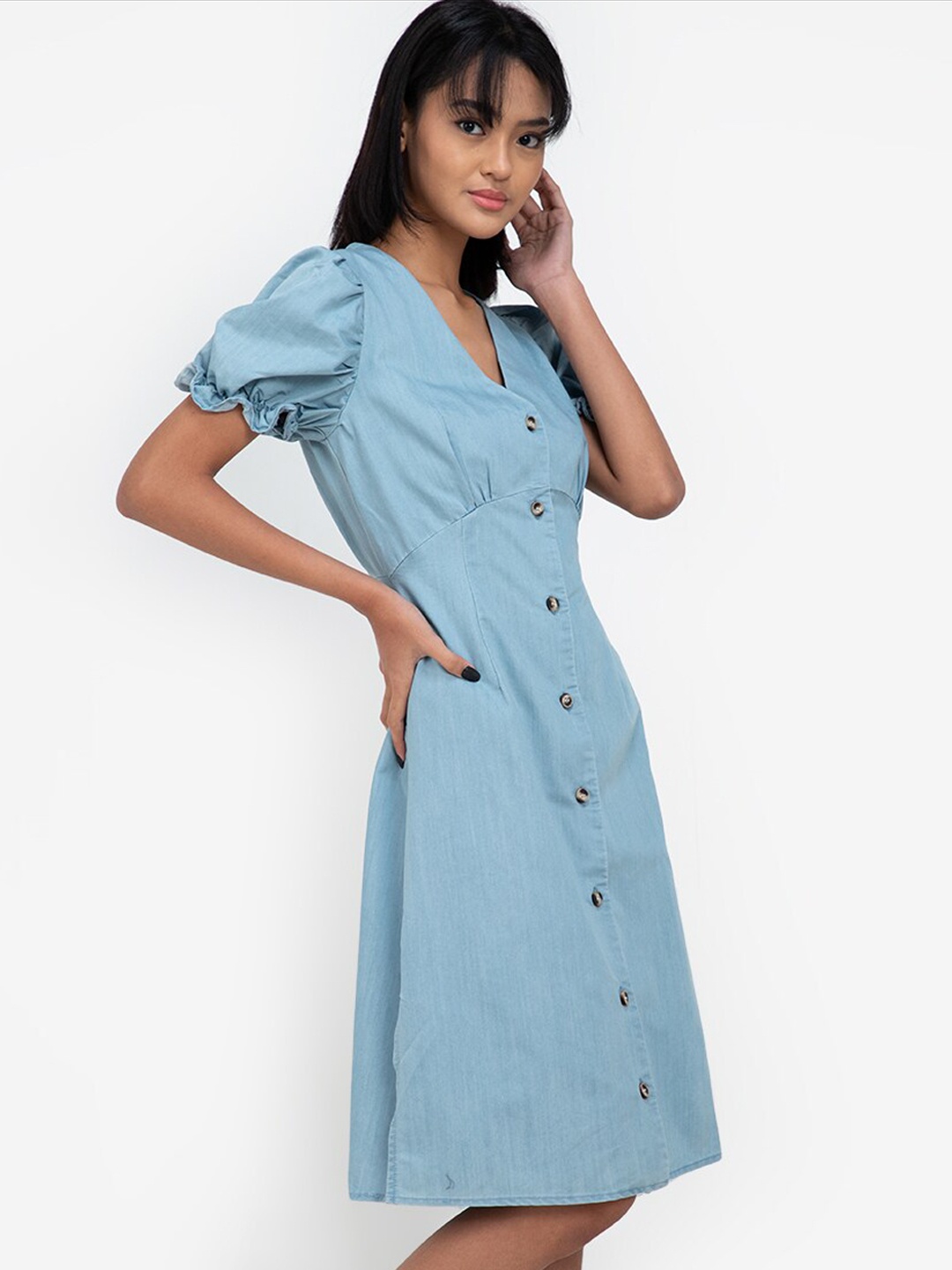 

ZALORA BASICS Blue A-Line Dress