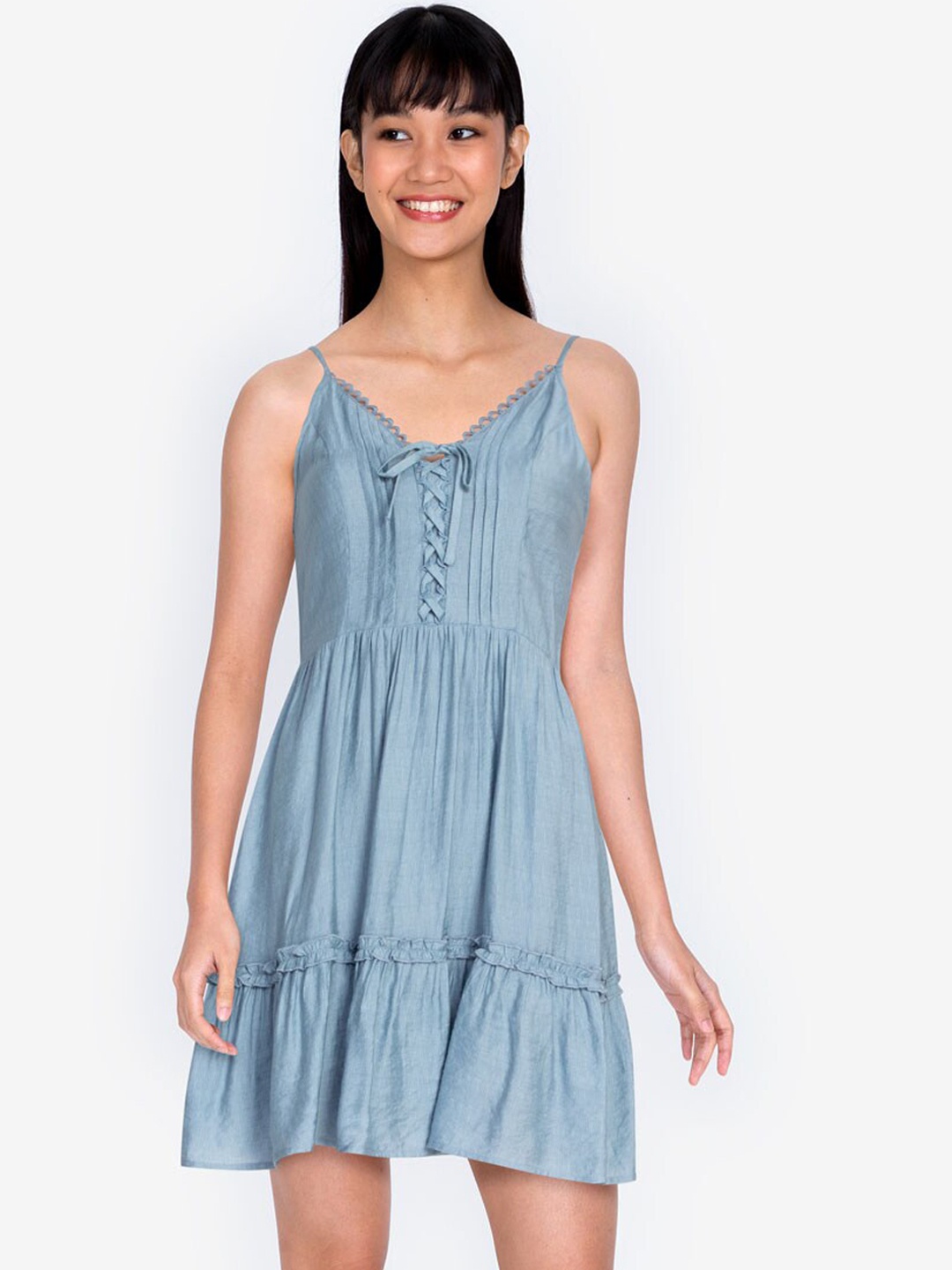 

ZALORA BASICS Blue Empire Mini Dress