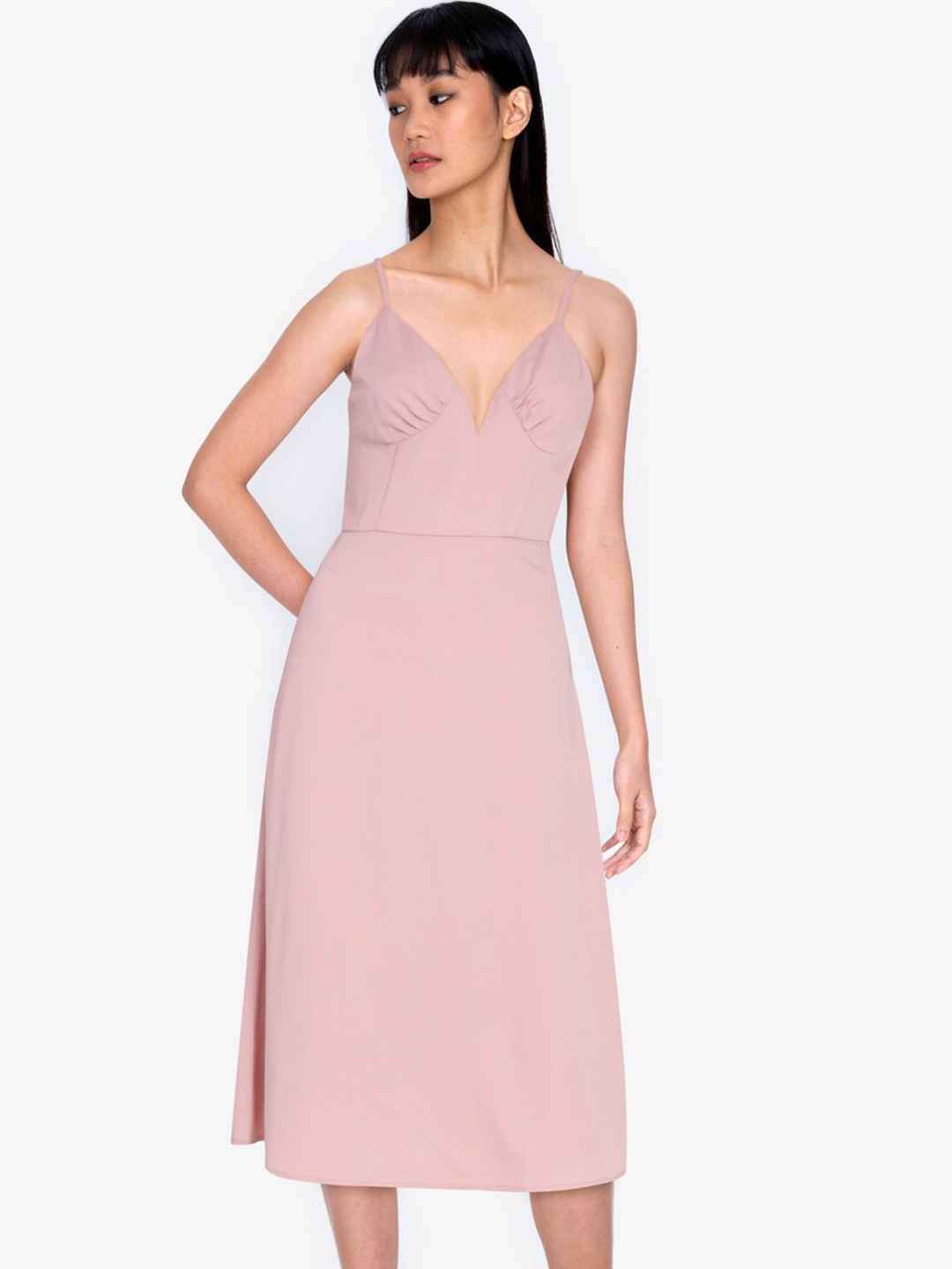 

ZALORA BASICS Pink Sweetheart Cut Dress