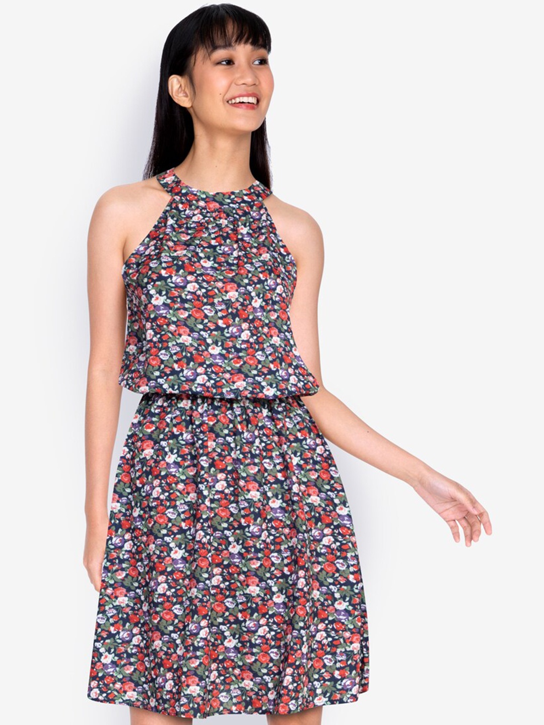 

ZALORA BASICS Multicoloured Floral Halter Neck Dress, Multi