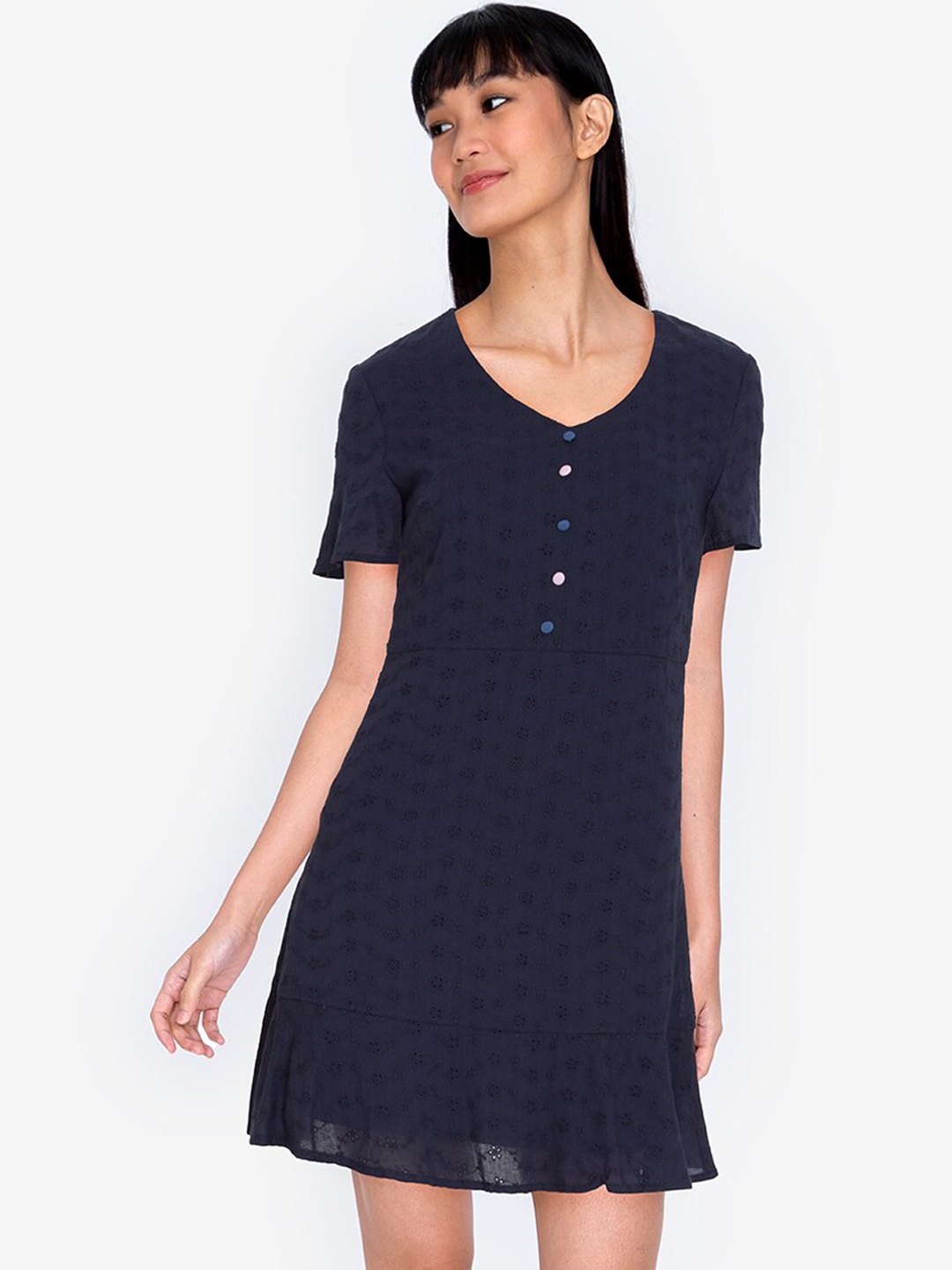 

ZALORA BASICS Navy Blue A-Line Midi Dress