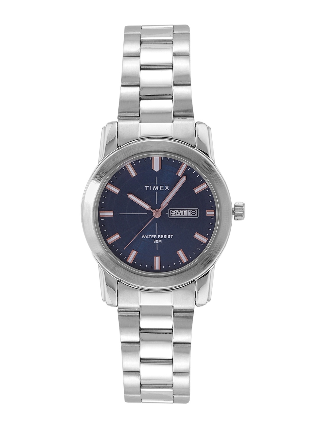 

Timex Men Blue Brass Dial & Silver Toned Analogue Multi Function Watch- TWEG15312