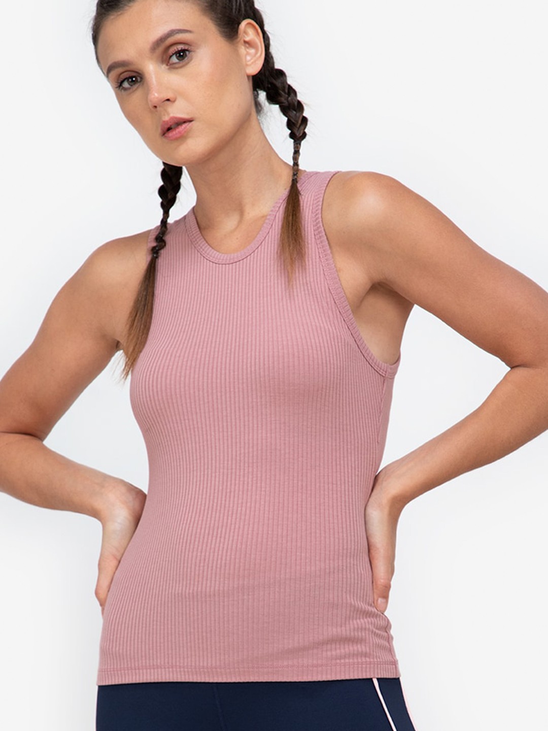 

ZALORA ACTIVE Women Pink Ribbed tank Top
