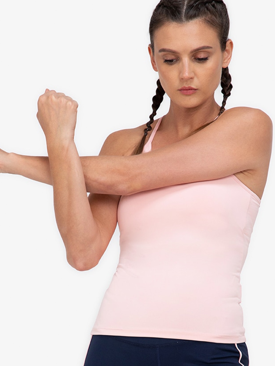 

ZALORA ACTIVE Pink Slim Racer Cross Detail Tank Top