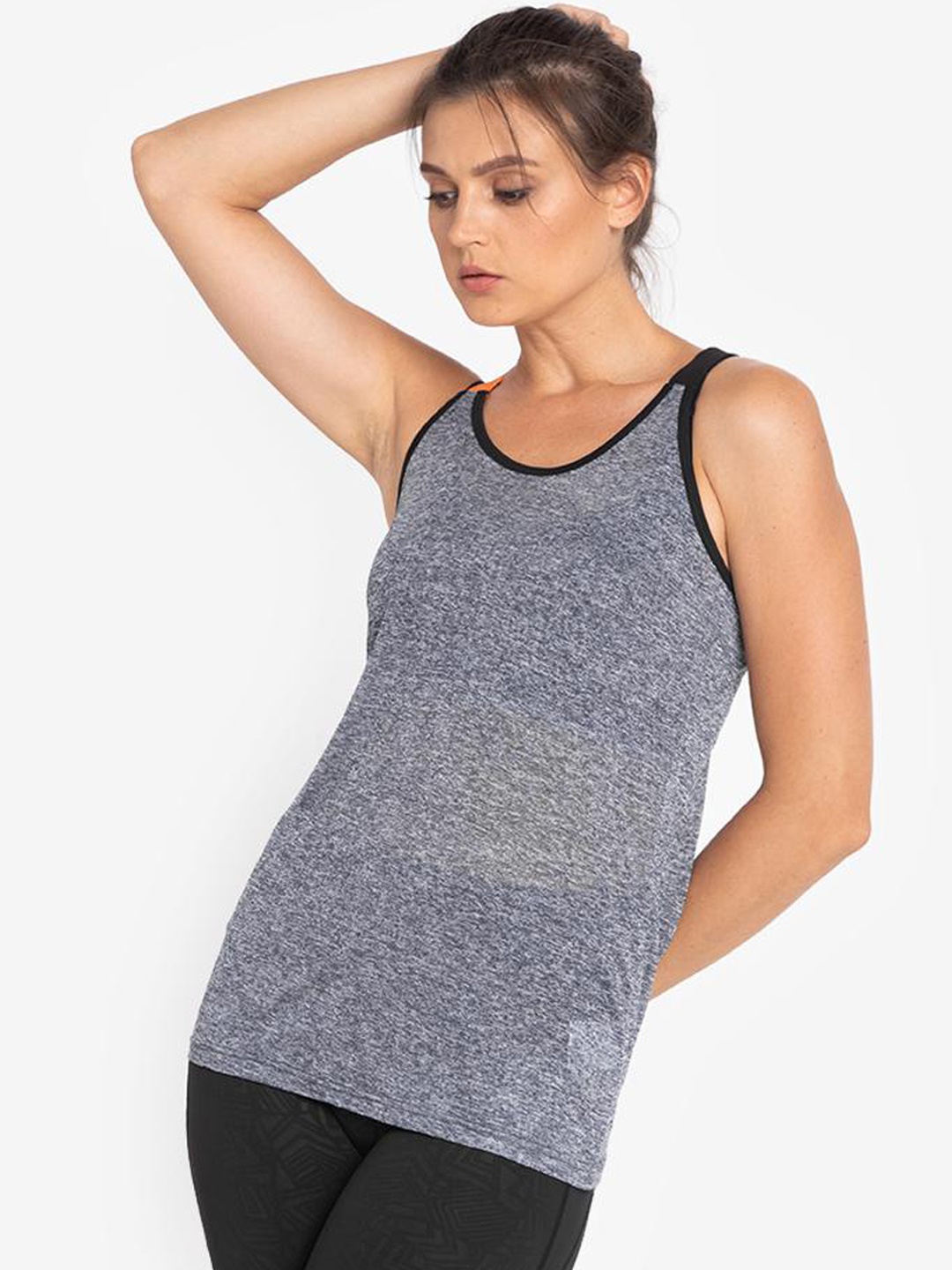 

ZALORA ACTIVE Maroon & Black Contrast Strap Racerback Top