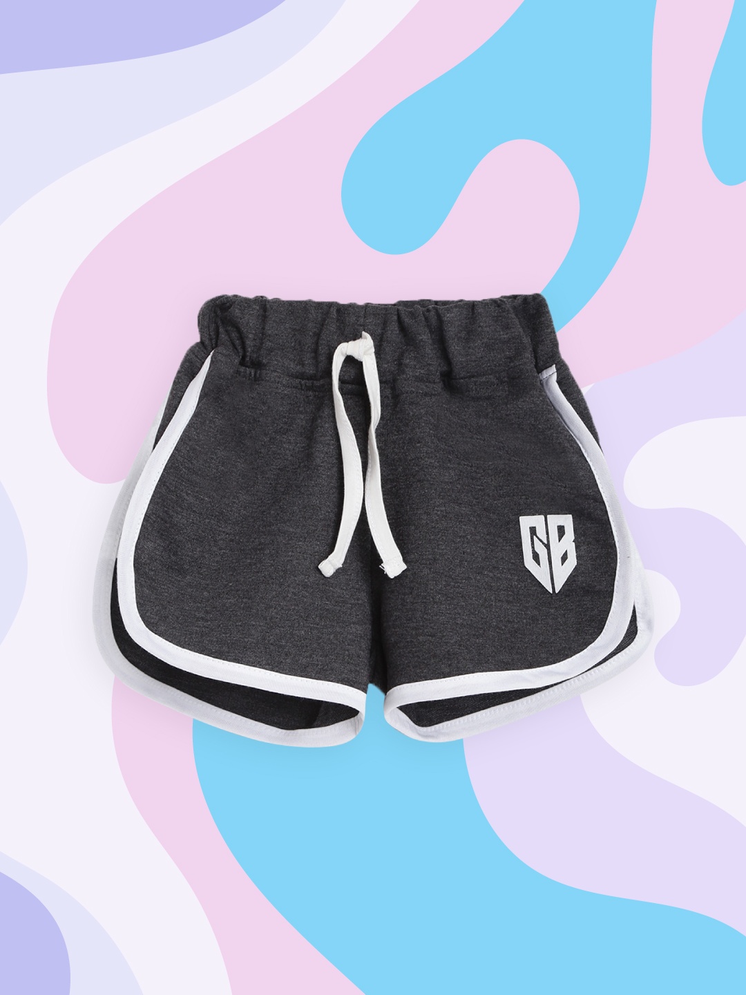 

GAME BEGINS Girls Charcoal Grey Solid Pure Cotton Shorts