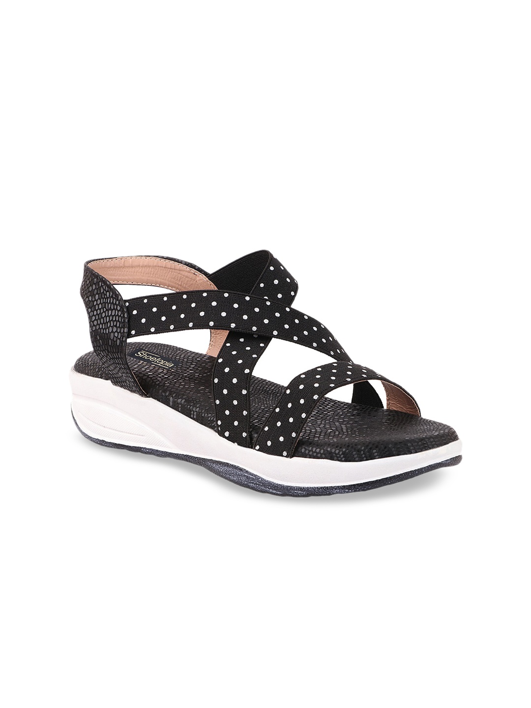 

Shoetopia Girls Black Printed Flatform Sandals