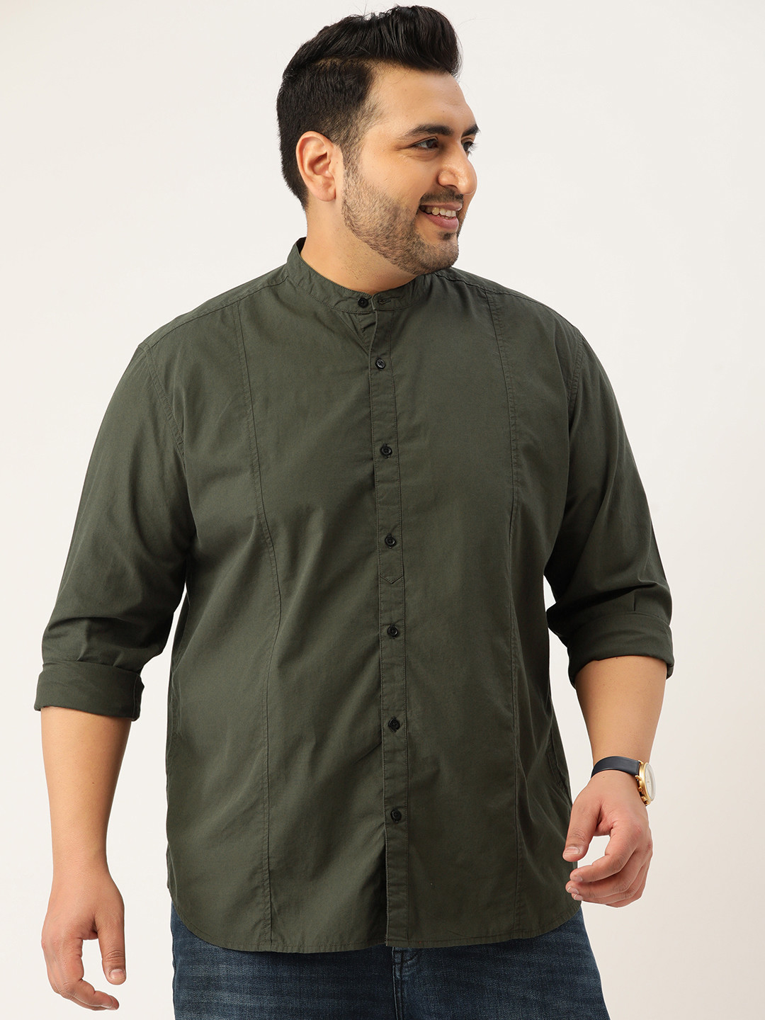 

IVOC Plus Men Olive Green Solid Casual Shirt