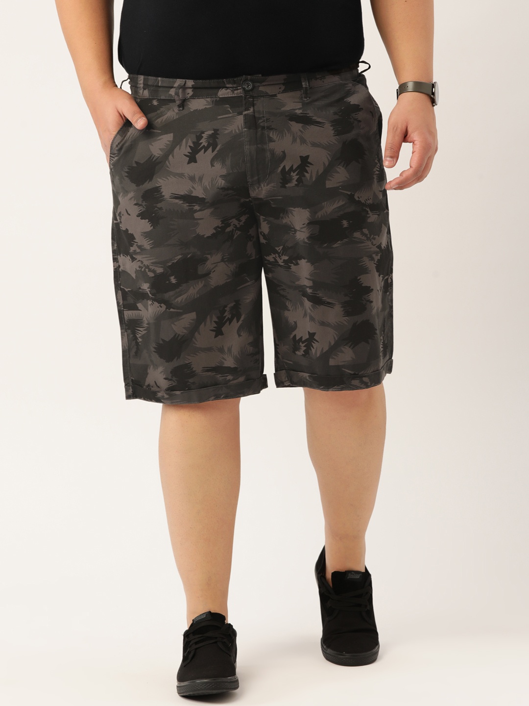 

IVOC Plus Men Grey Camouflage Printed Slim Fit Shorts