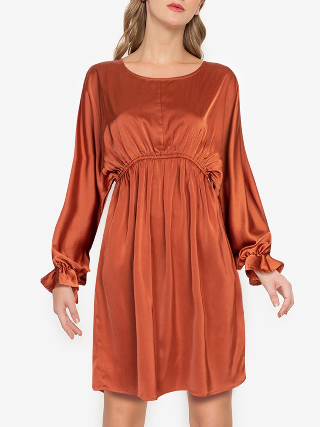 

ZALORA OCCASION Women Orange Solid Blouson Dress