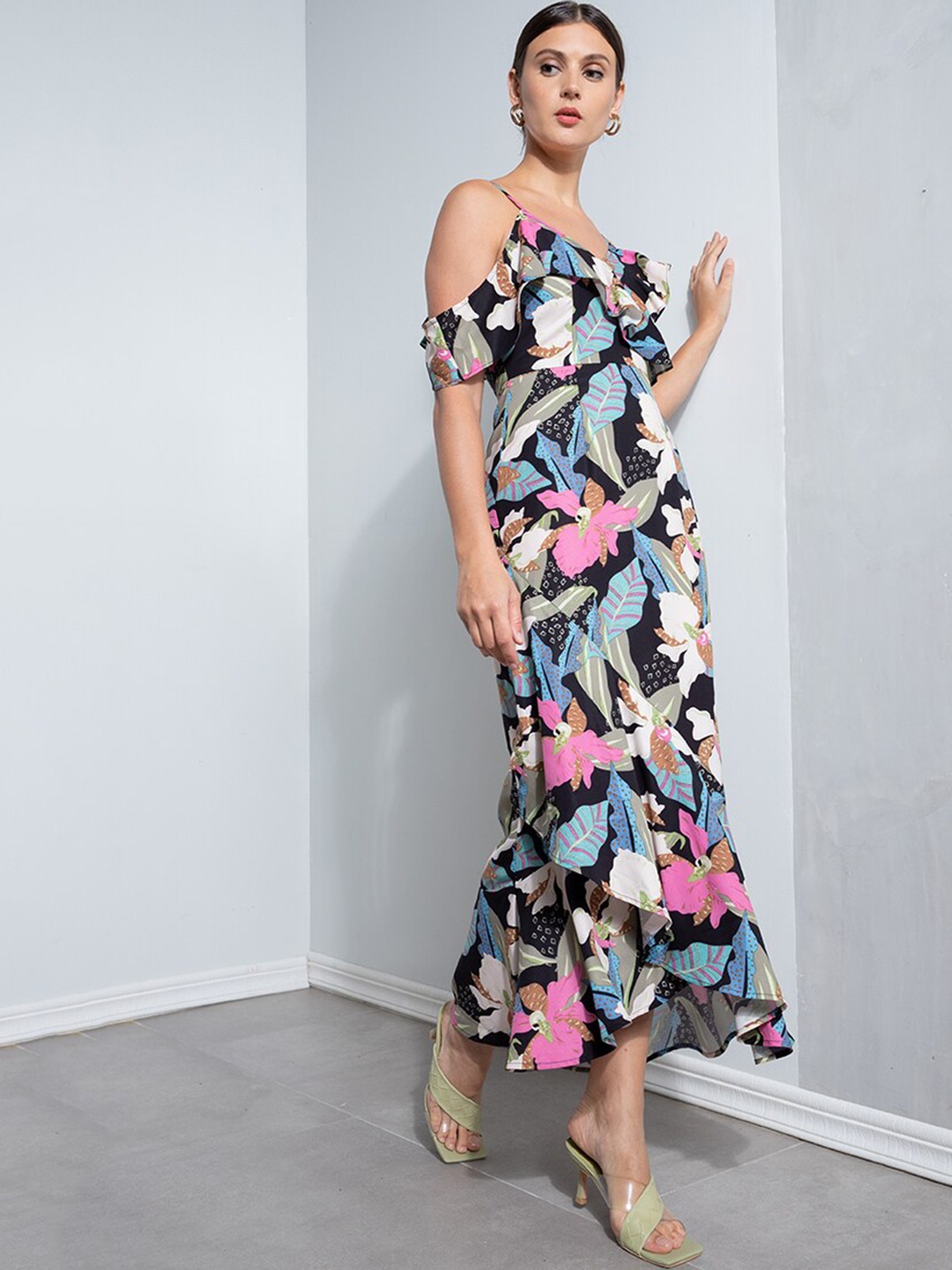 

ZALORA OCCASION Multicoloured Floral A-Line Maxi Dress, Multi