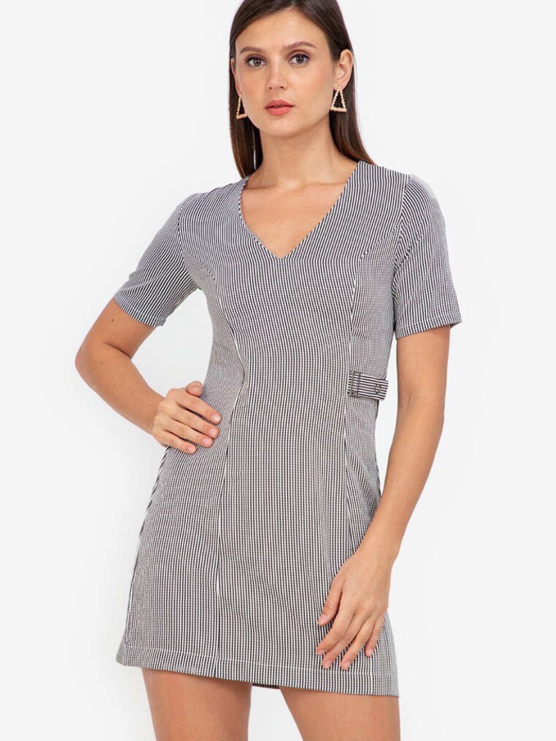 

ZALORA WORK Multicoloured Striped A-Line Midi Dress, Multi