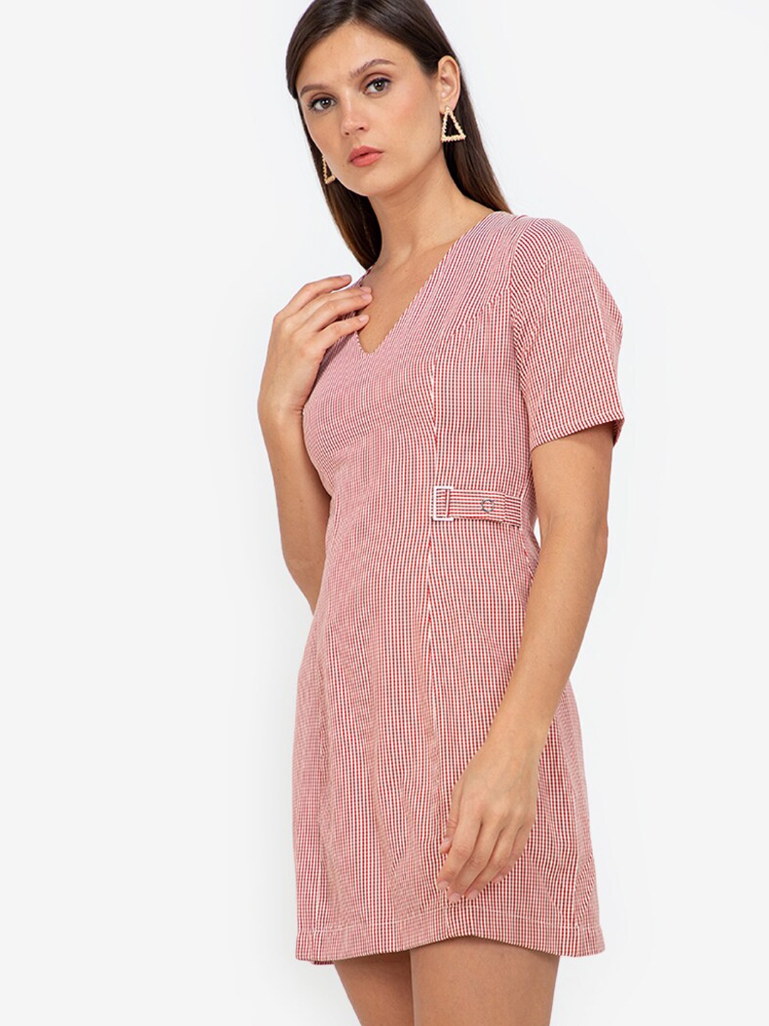 

ZALORA WORK Red & White Striped A-Line Midi Dress