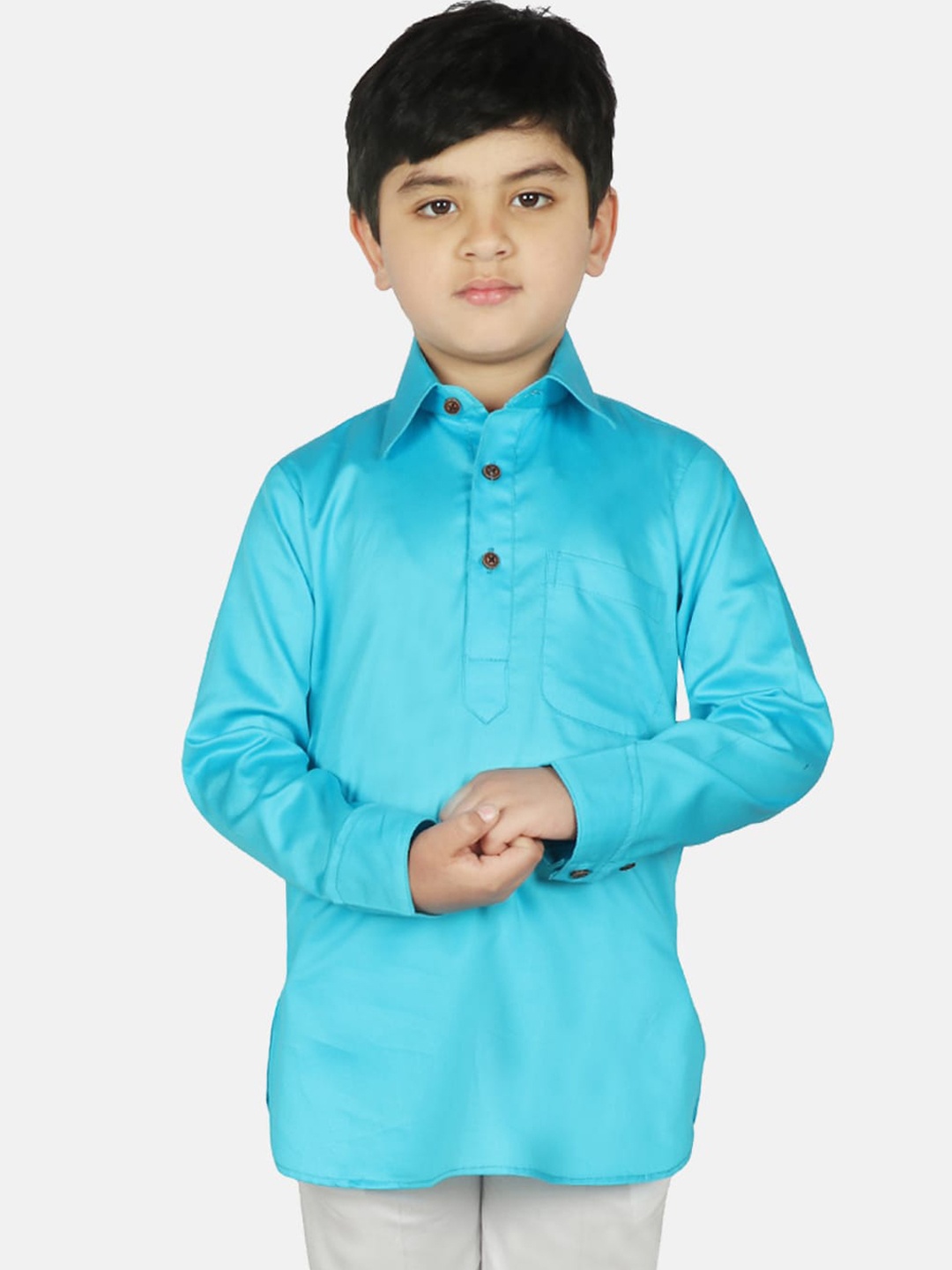 

SG YUVRAJ Boys Turquoise Blue Solid Kurta