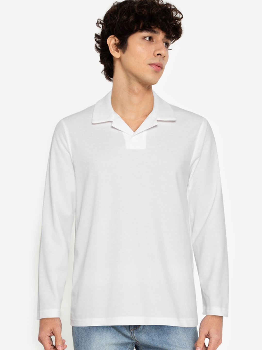 

ZALORA BASICS Men White Polo Collar T-shirt