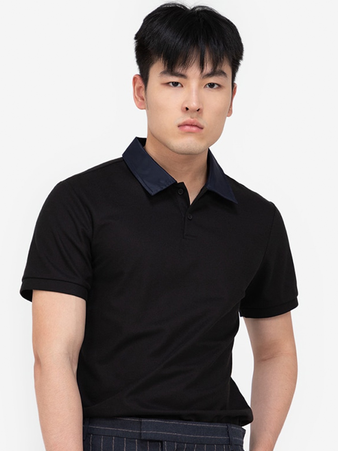 

ZALORA BASICS Men Black Polo Collar T-shirt