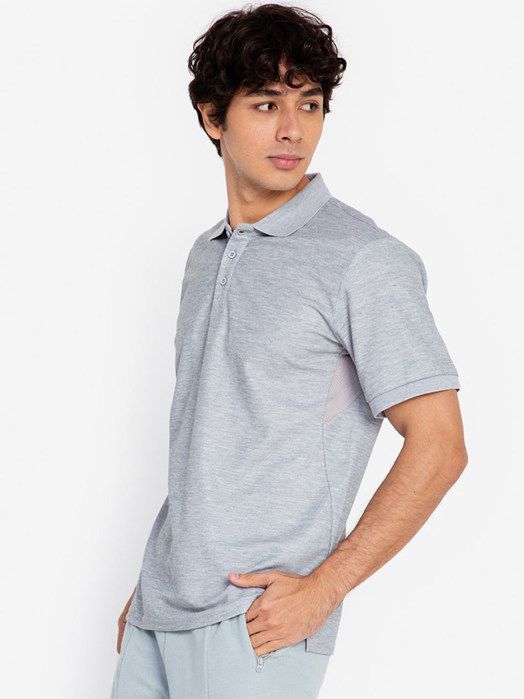 

ZALORA BASICS Men Grey Polo Collar T-shirt