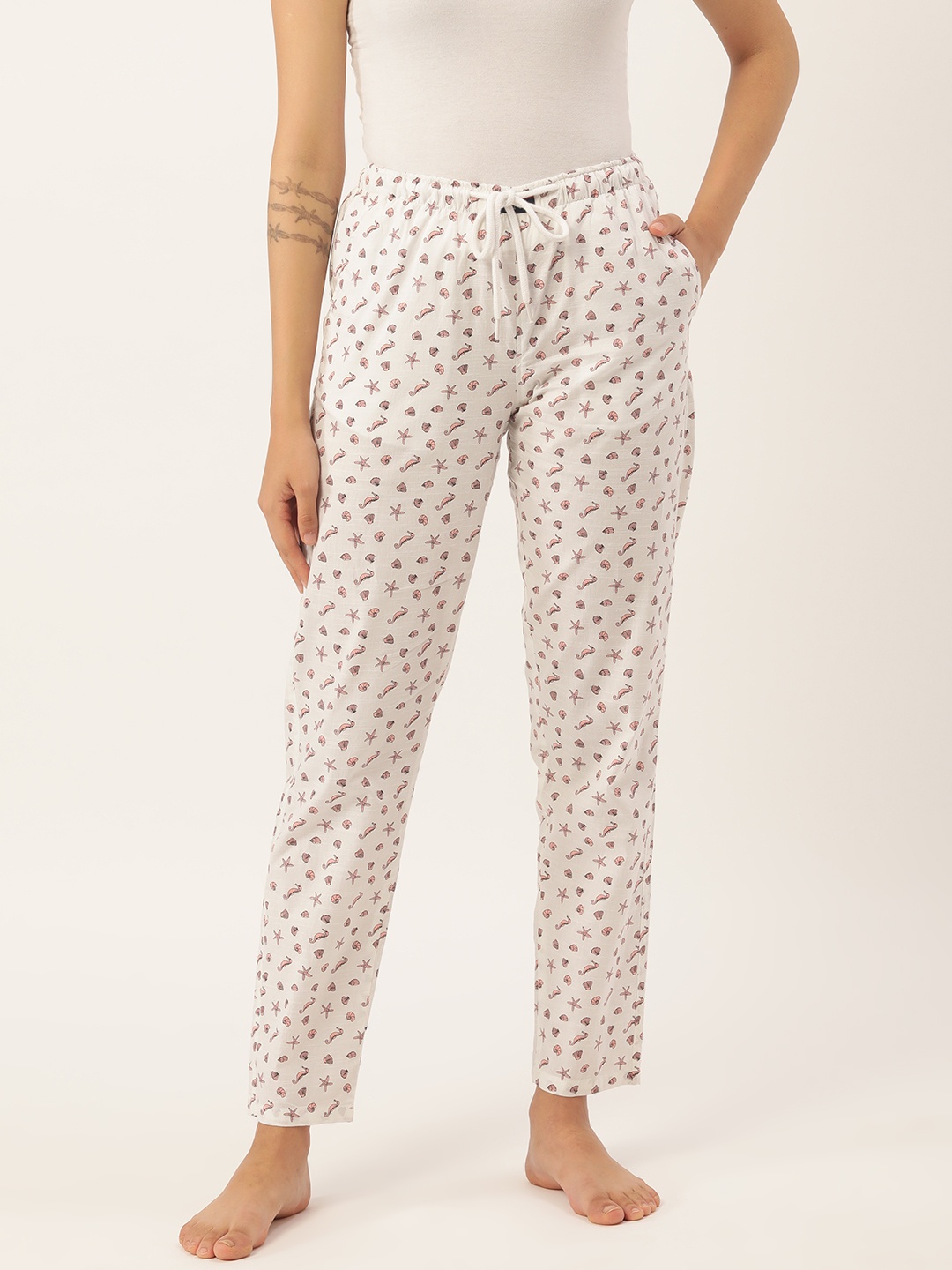 

IVOC Women Printed Lounge Pants, White