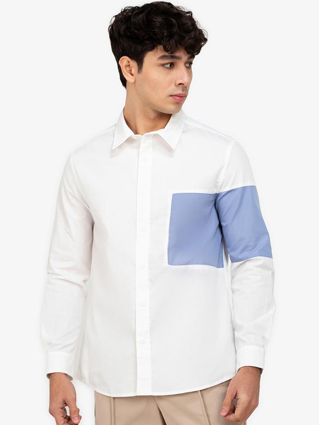 

ZALORA BASICS Men Blue Pure Cotton Casual Shirt