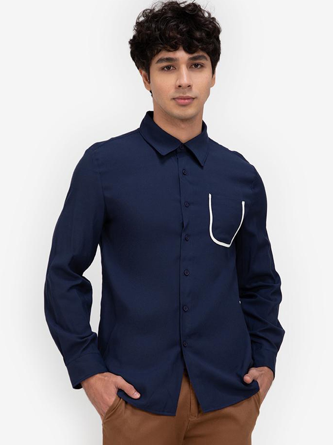 

ZALORA BASICS Men Navy Blue Casual Shirt