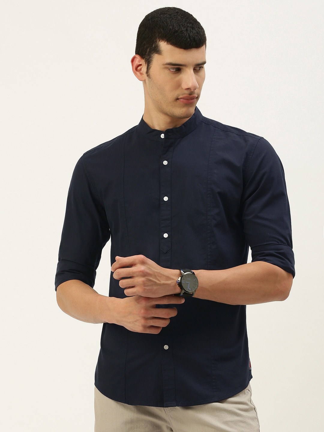 

IVOC Men Navy Blue Standard Slim Fit Casual Shirt