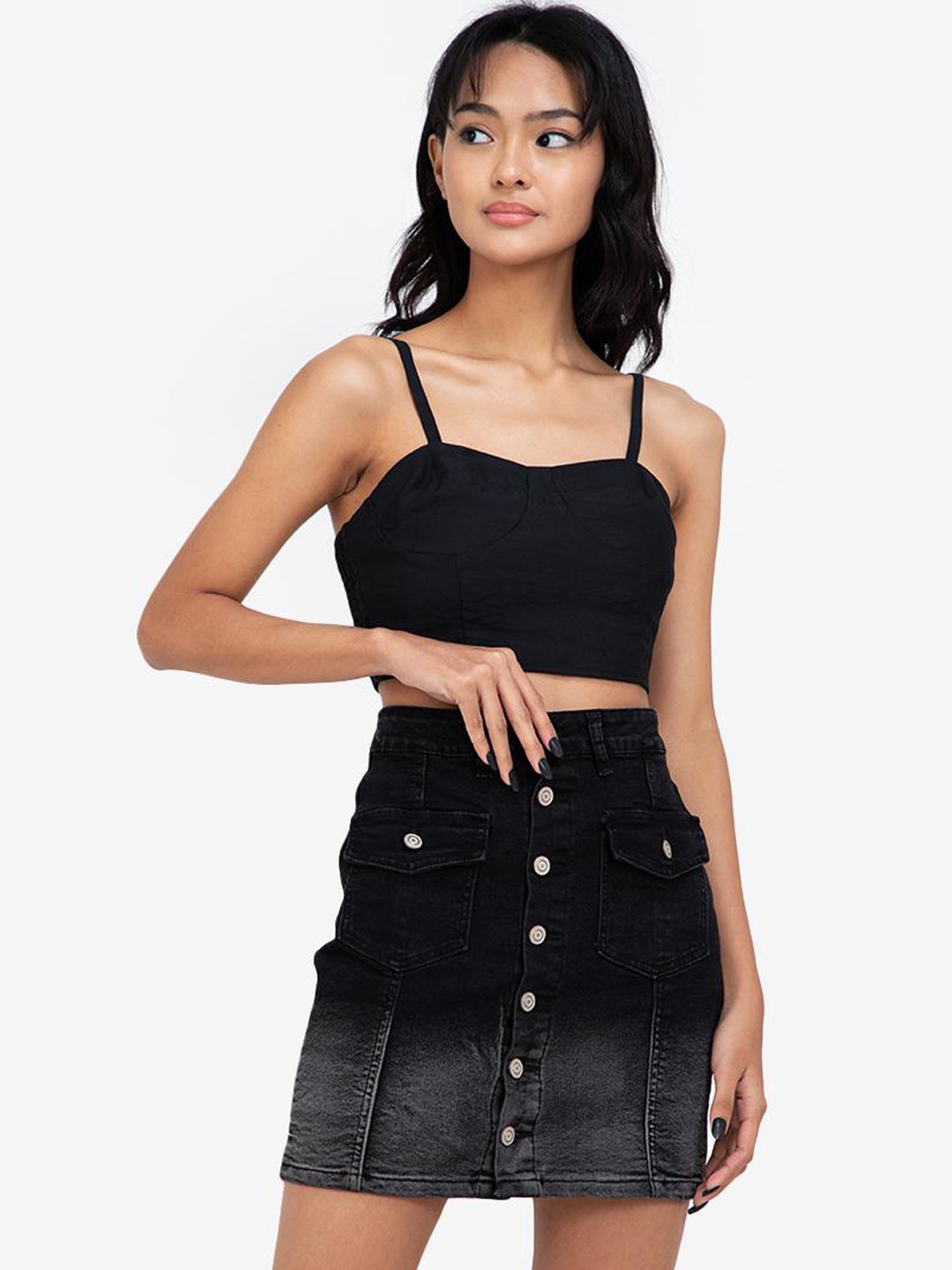 

ZALORA BASICS Women Black Crop Top