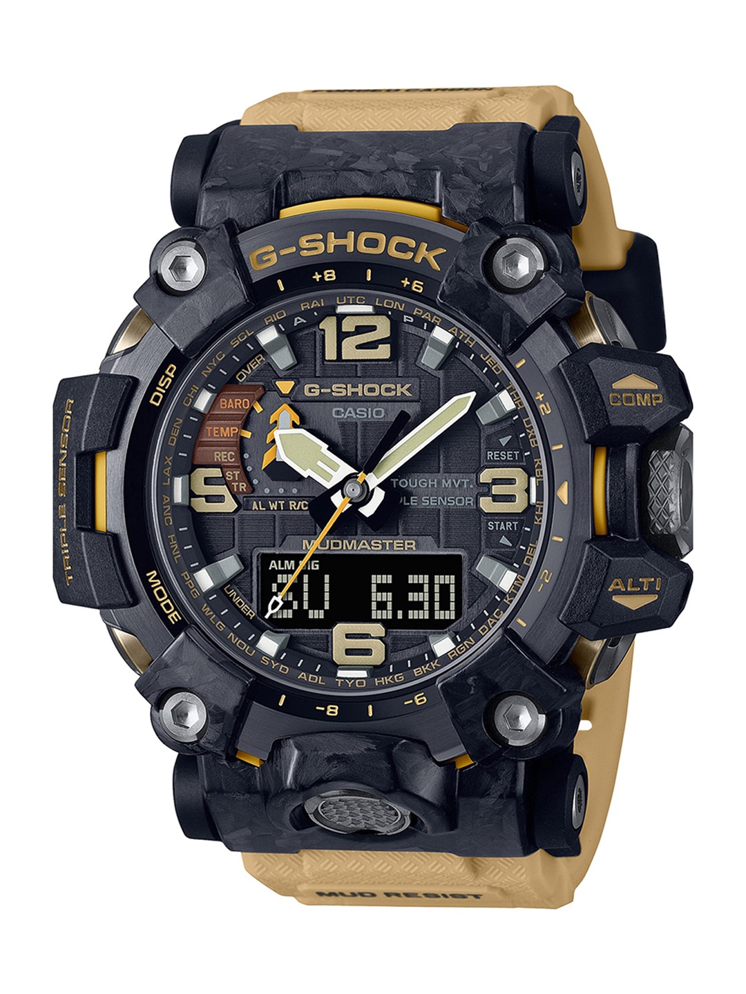 

CASIO Men Grey Patterned Dial & Brown Textured Straps Analogue and Digital Chronograph Watch G1177