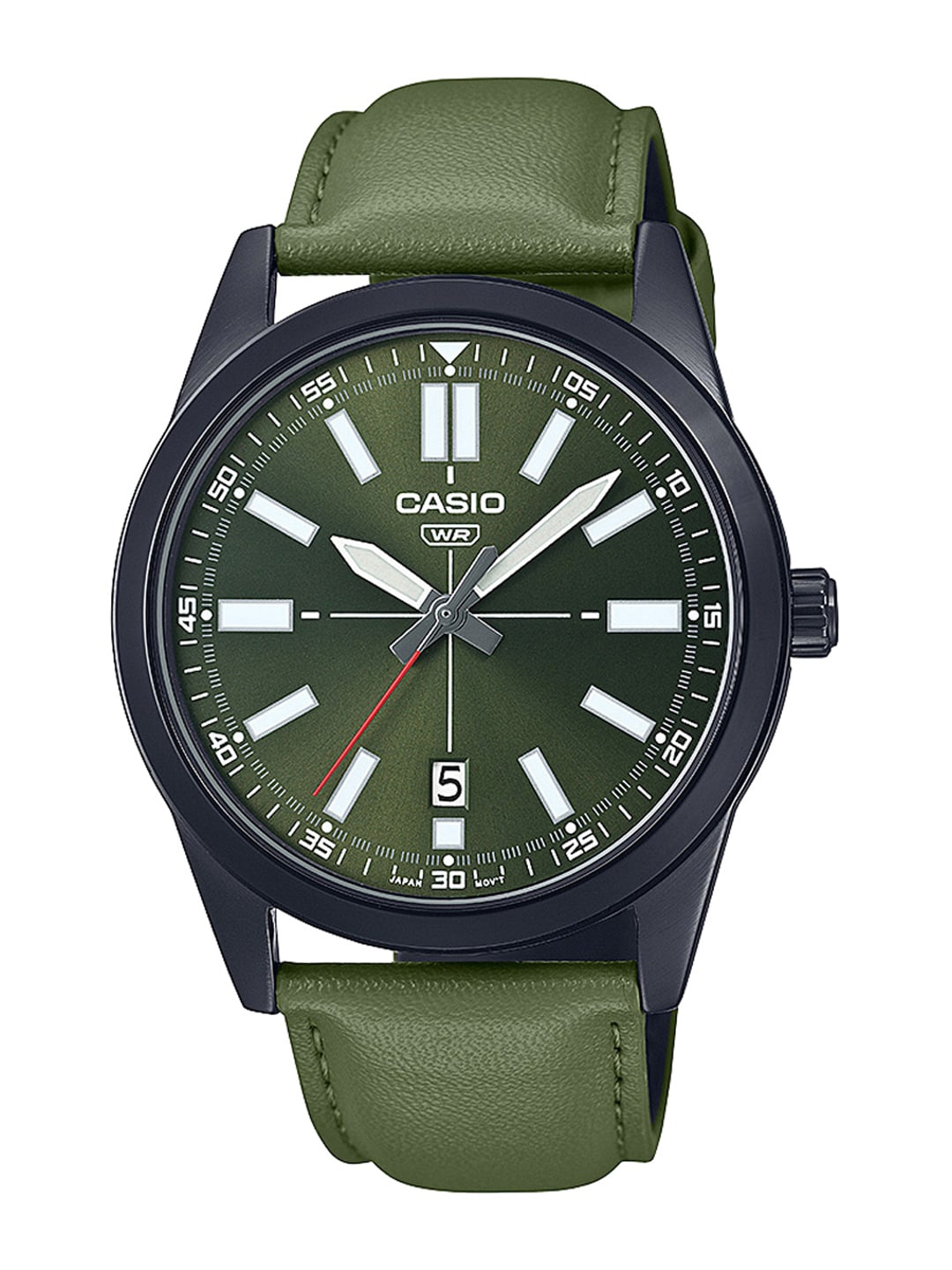 

CASIO Men Green Dial & Green Leather Straps Analogue Watch