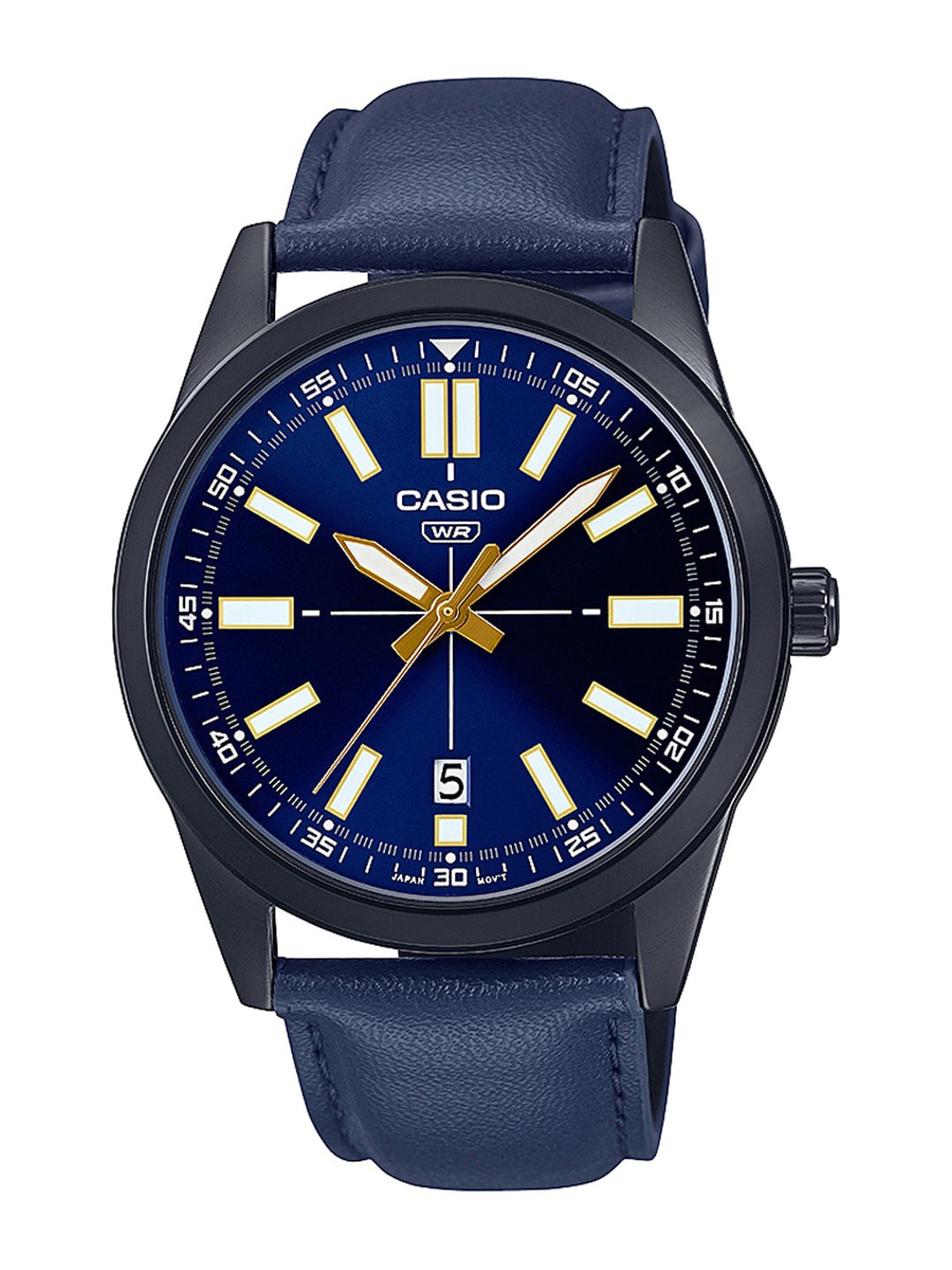 

CASIO Men Blue Dial & Blue Leather Straps Analogue Watch A1944