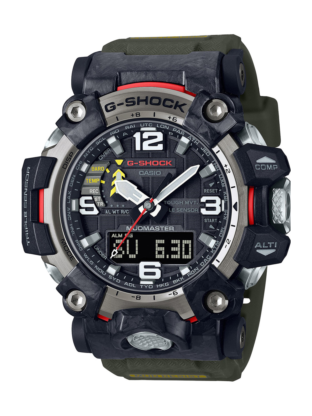 

CASIO Men Grey Dial & Green Textured Straps Analogue and Digital Chronograph Watch