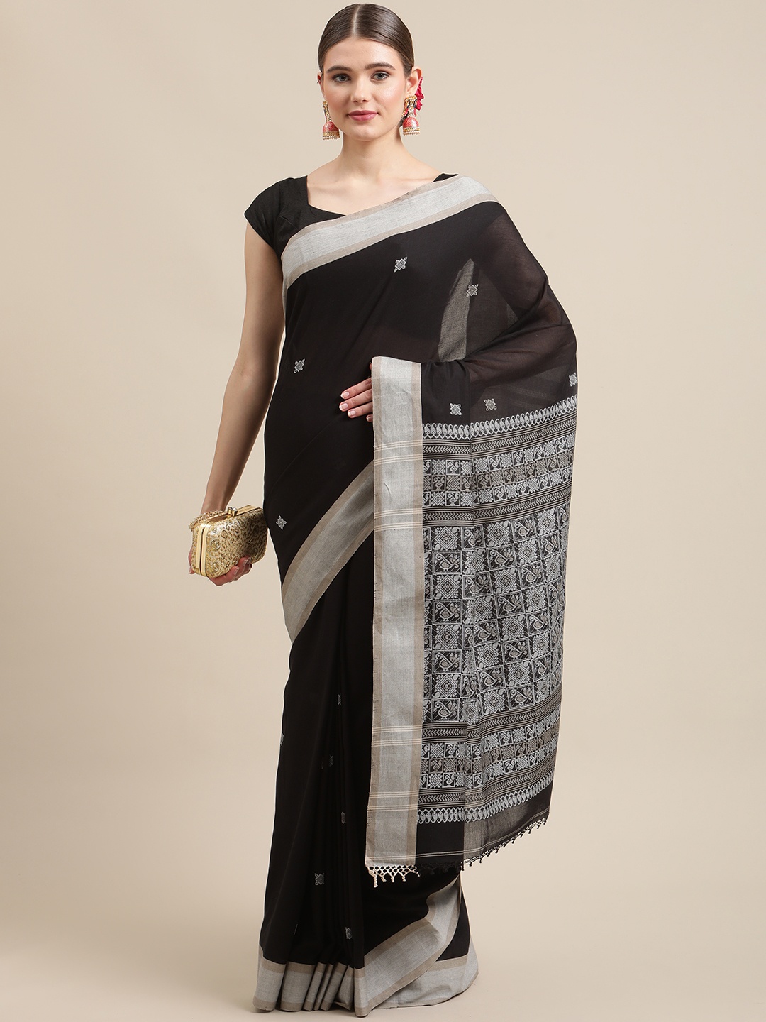 

ADITRI Handloom Assorted Ethnic Motifs Pure Cotton Saree