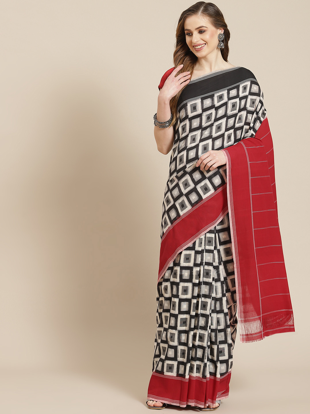 

ADITRI Assorted Double Ikat Printed Pure Cotton Saree