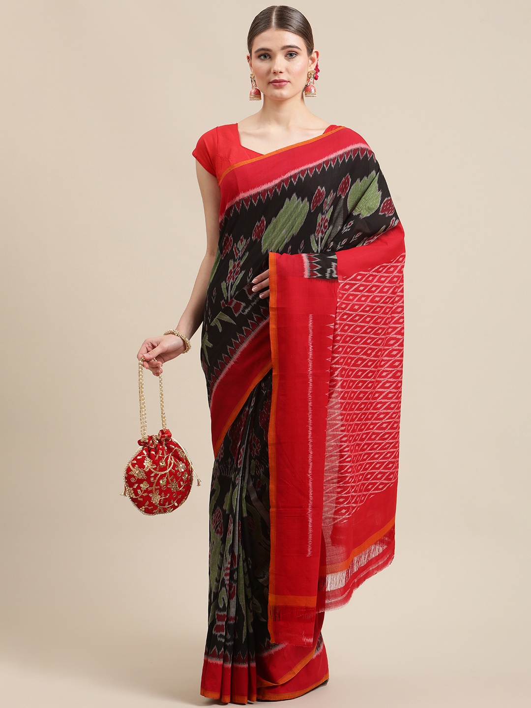 

ADITRI Assorted Ethnic Motifs Pure Cotton Single Ikat Saree
