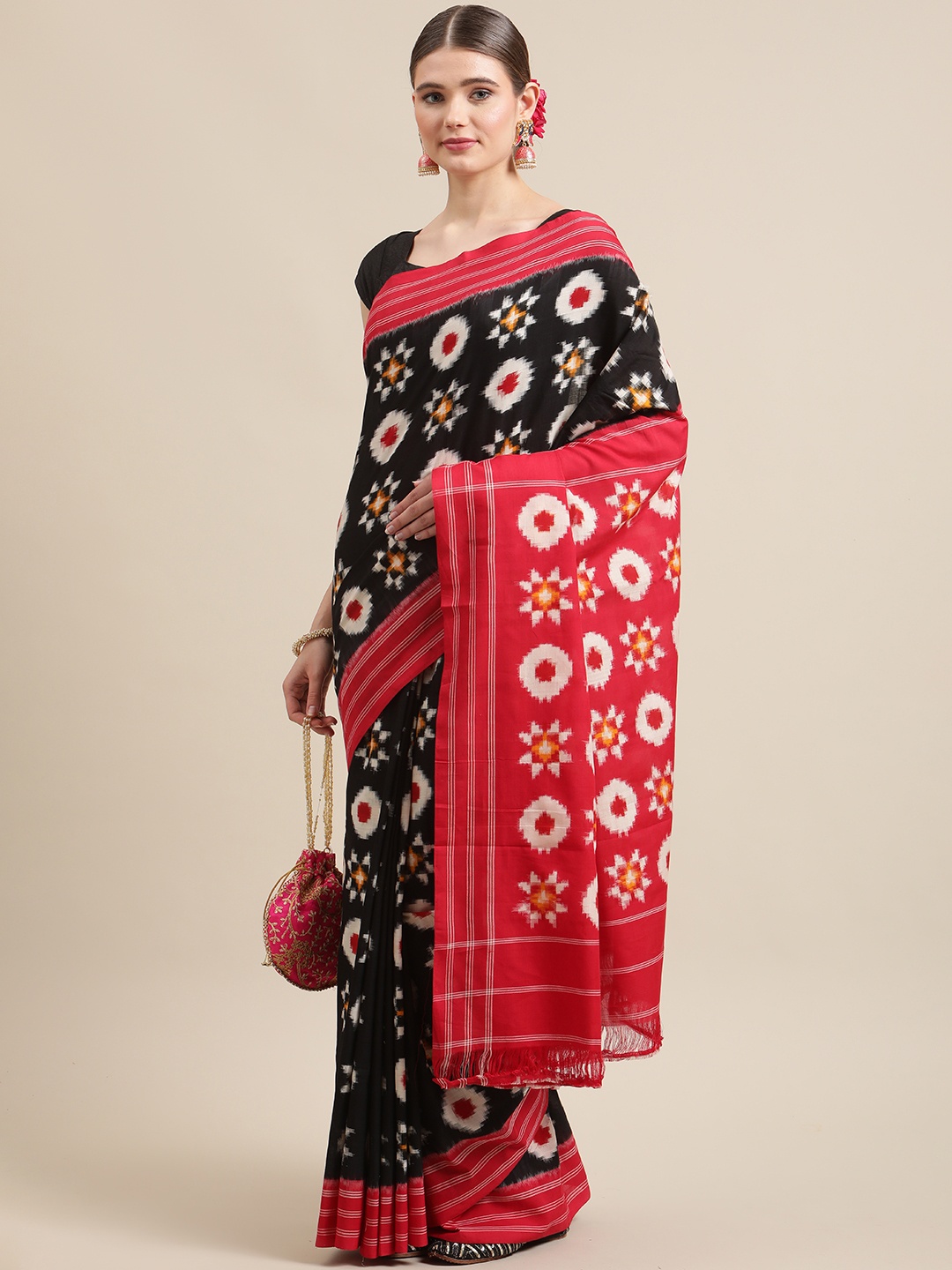 

ADITRI Assorted Ethnic Motifs Pure Cotton Ikat Saree