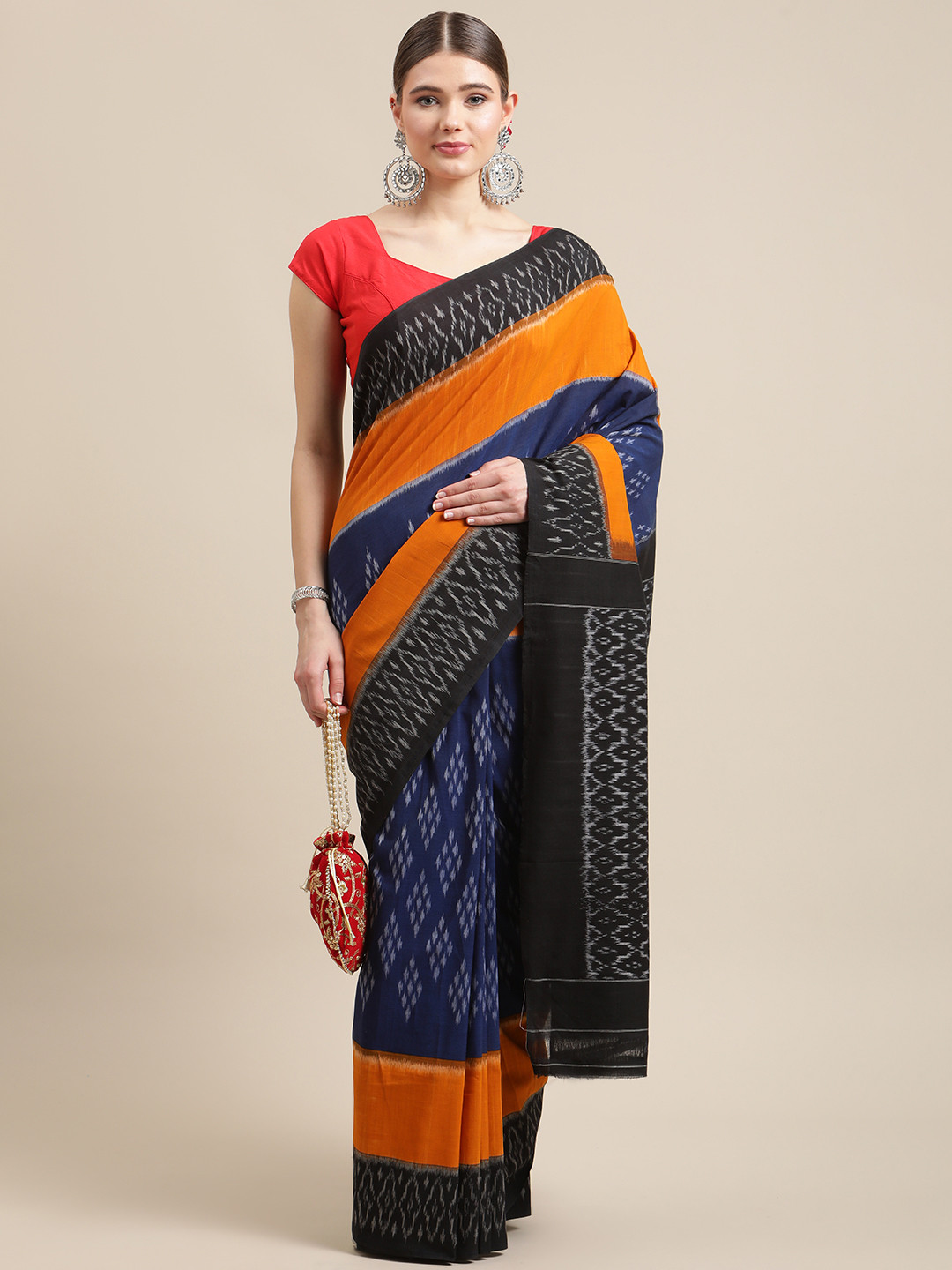 

ADITRI Assorted Ethnic Motifs Pure Cotton Ikat Saree