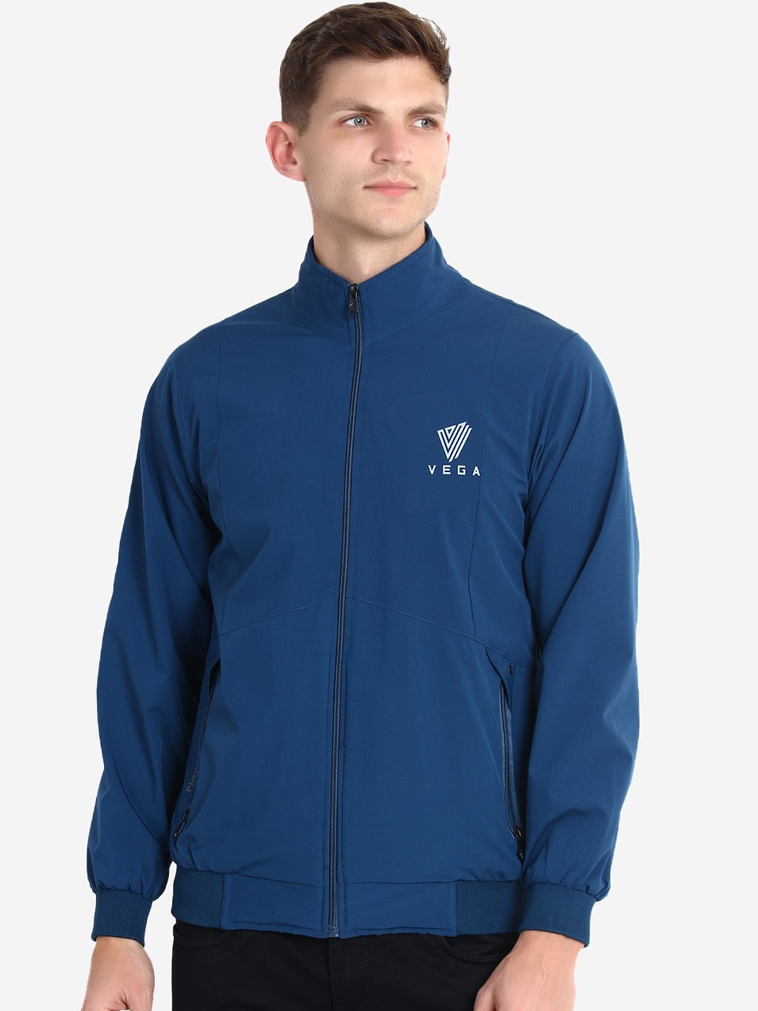 

VEGA Men Blue Outdoor Solid Bomber Jacket