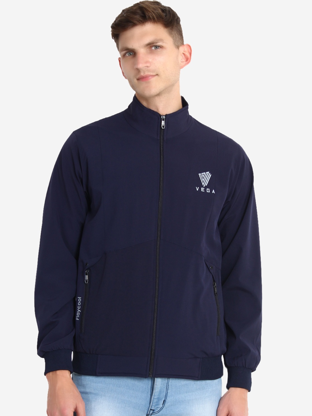 

VEGA Men Navy Blue Bomber Jacket