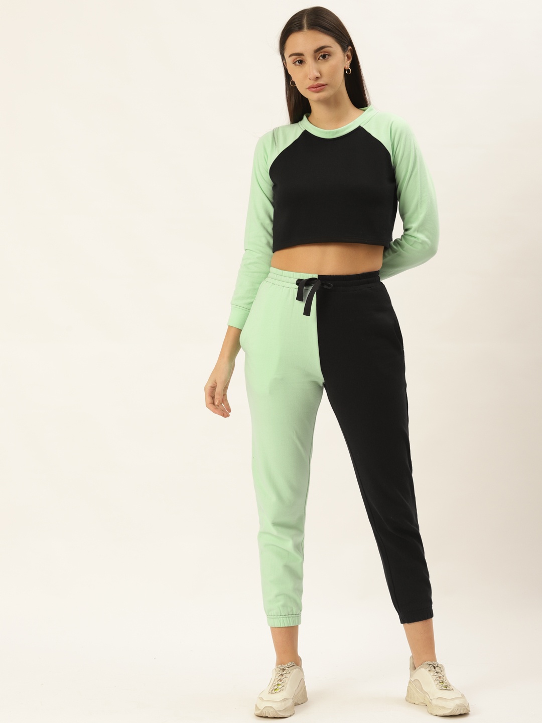 

HILL STREET Women Green & Black Colourblocked CO-Ords Set