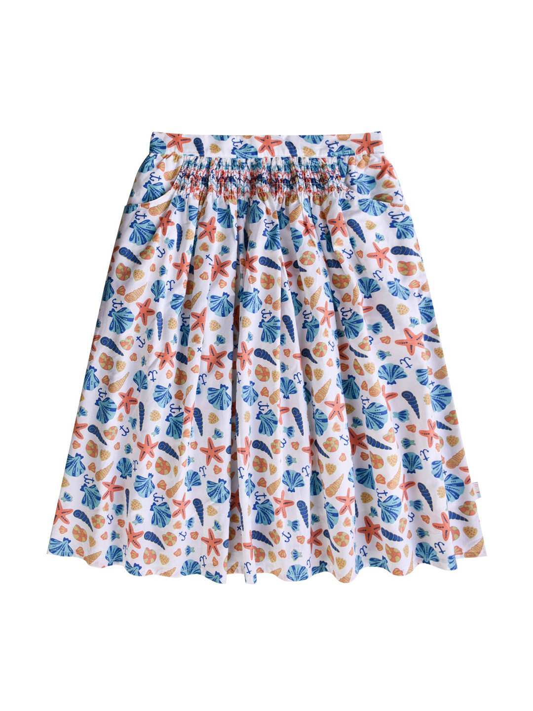 

milou Girls White & Blue Self Design Knee Length A-Line Skirt