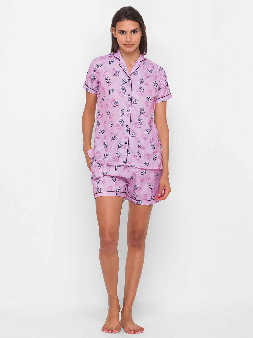 

FashionRack Women Pink Floral Printed Night Suit