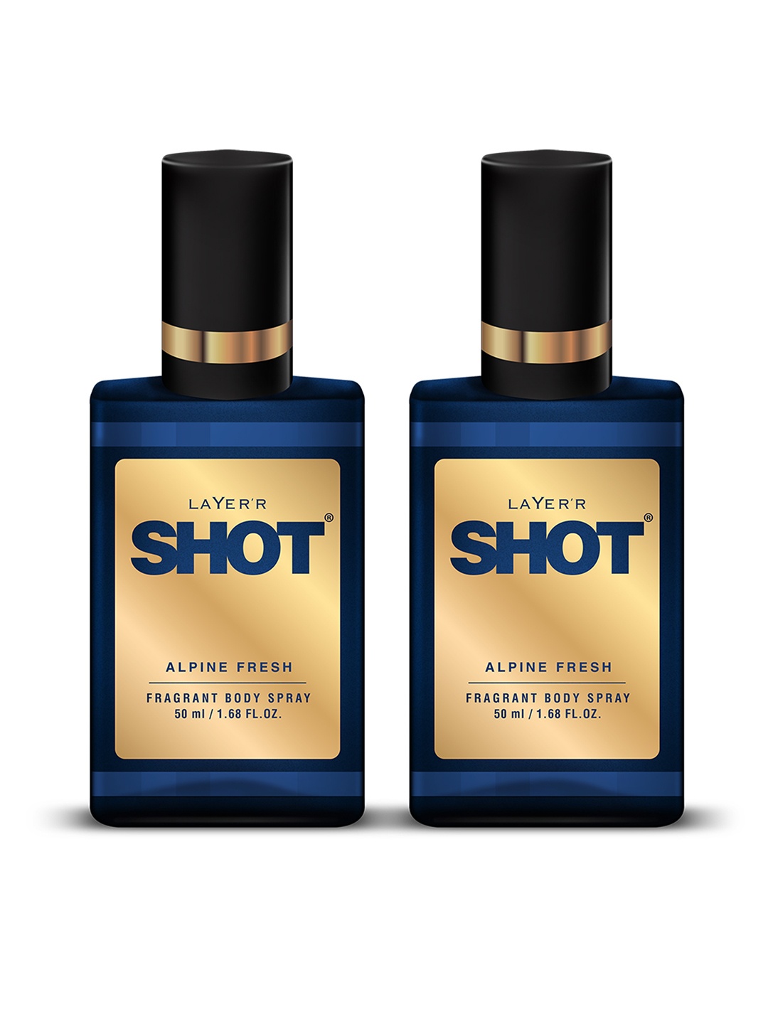 

Layerr Shot Men Set of 2 Alpine Fresh Fragrant Body Spray 50 ml Each, Blue